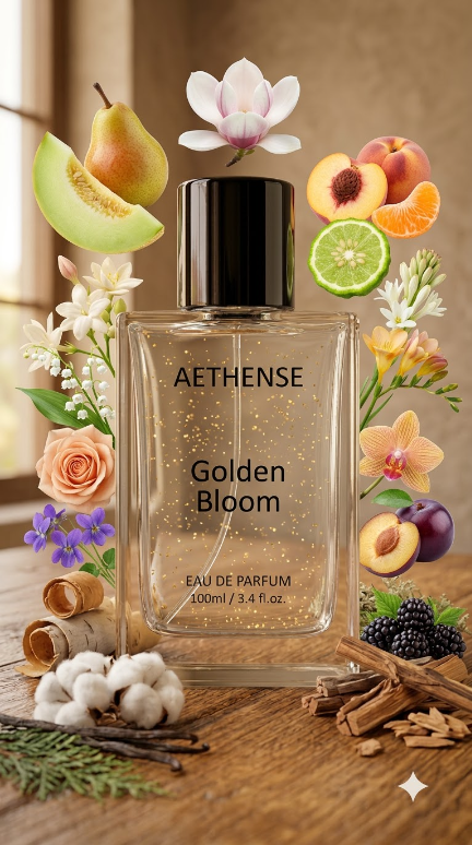 Golden Bloom perfume bottle